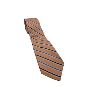 Chaps Tie Mens Orange Blue Black Striped Silk Classic Business Necktie